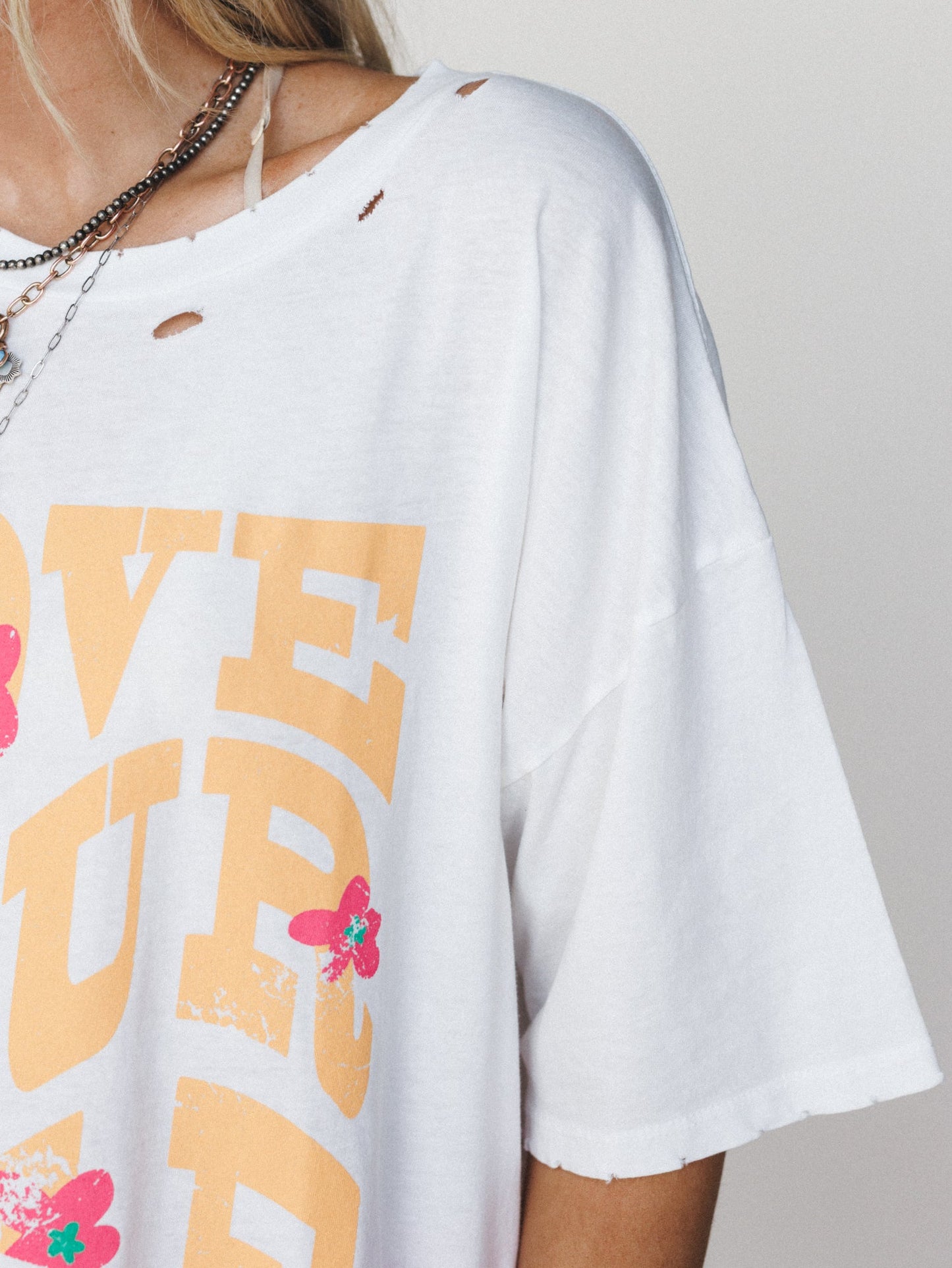 Big Love Distressed Graphic Tee - Ivory