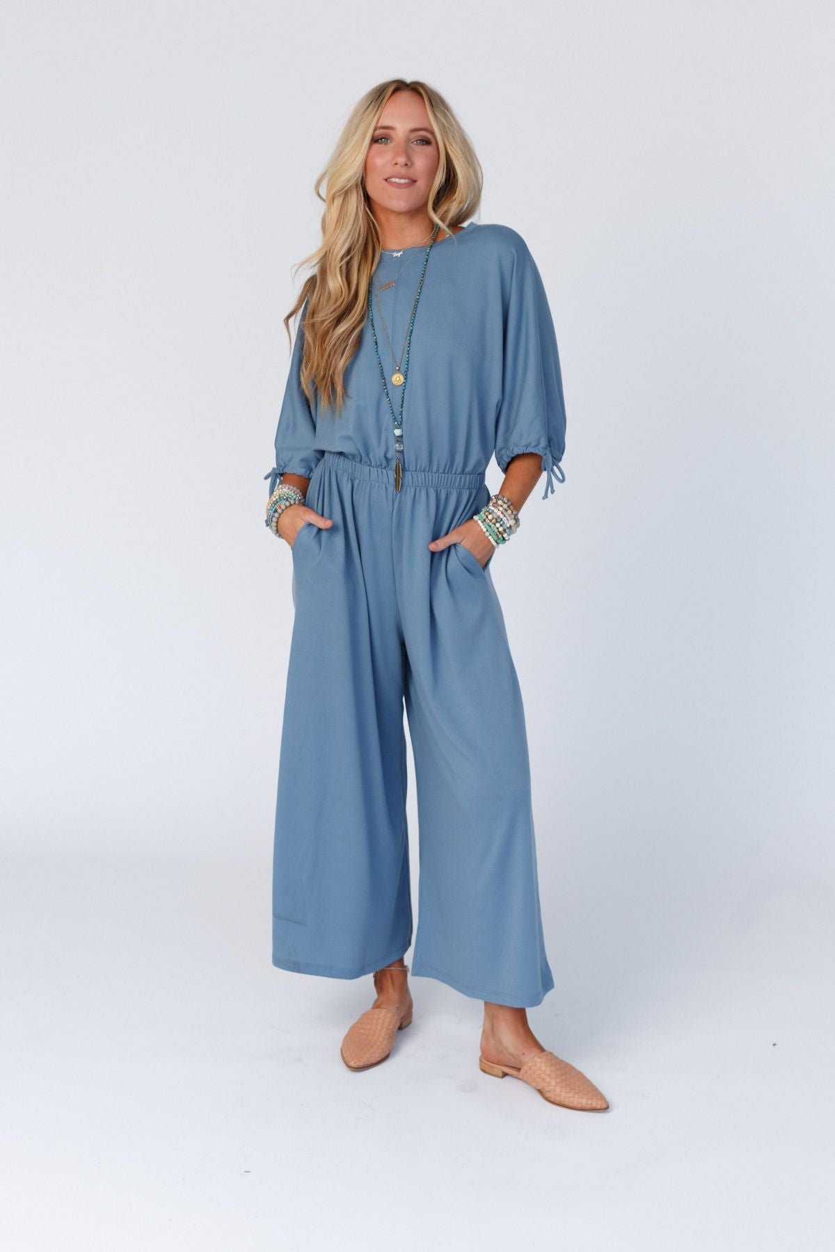 The Nest Carolina Comfy Wide Leg Jumpsuit - Gun Metal