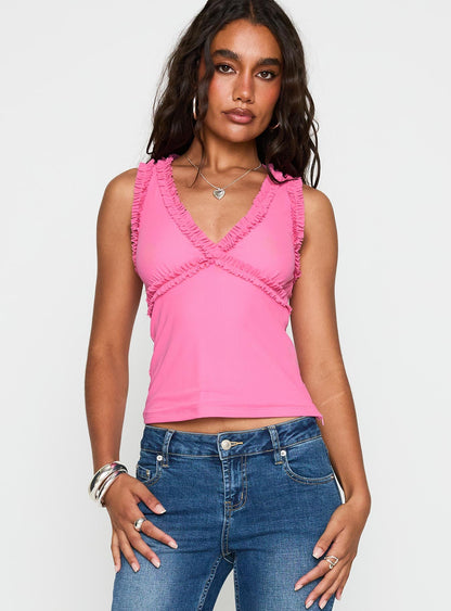 Danyia Frill Top Pink