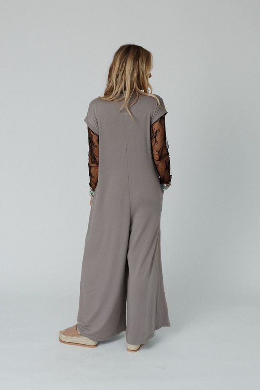 The Nest Davina Wide Leg Jumpsuit - Mushroom