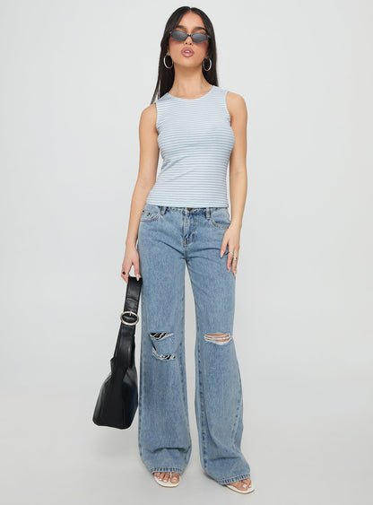 Dystran Top Blue / White Stripe
