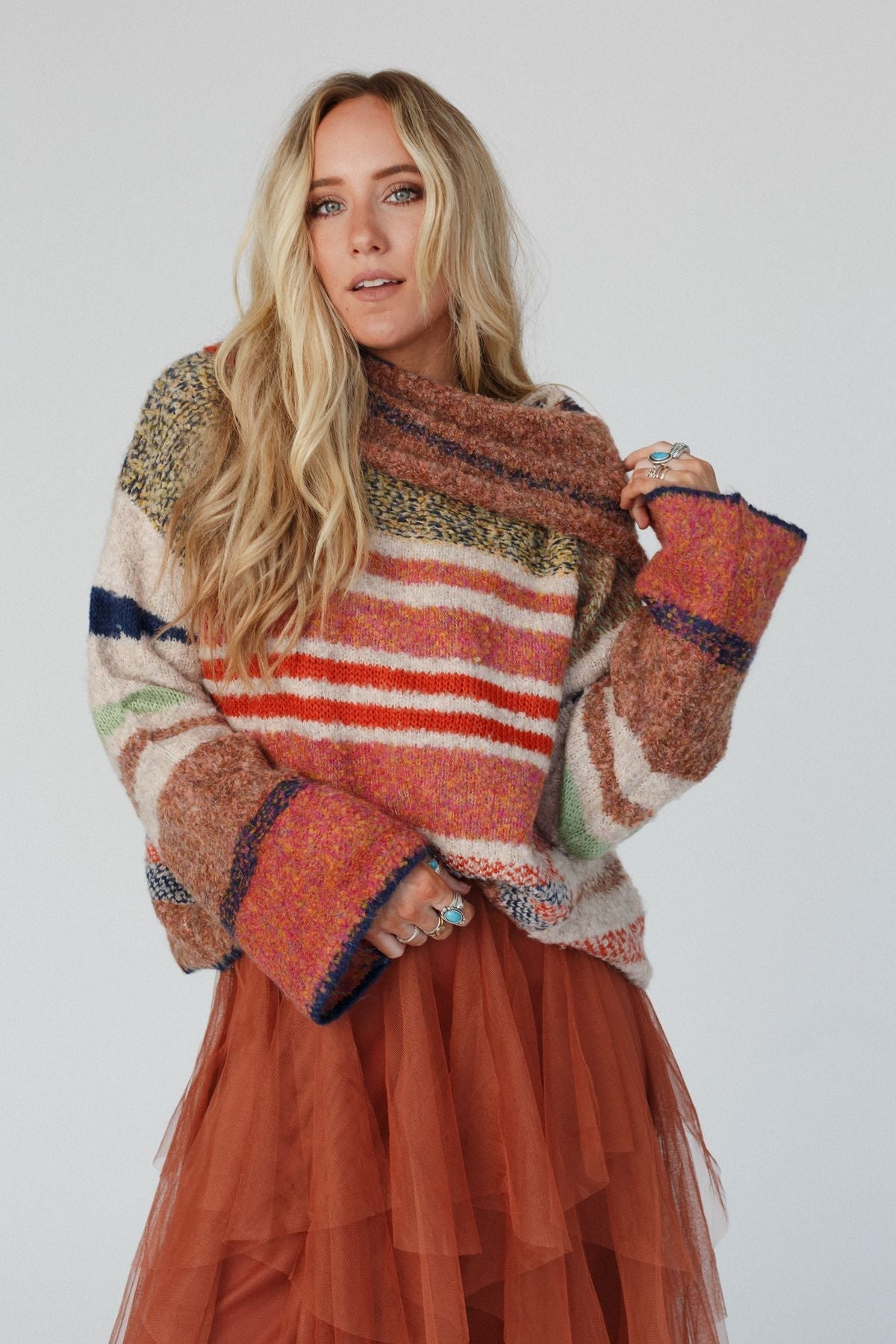 Got To Be Me Striped Sweater - Rust