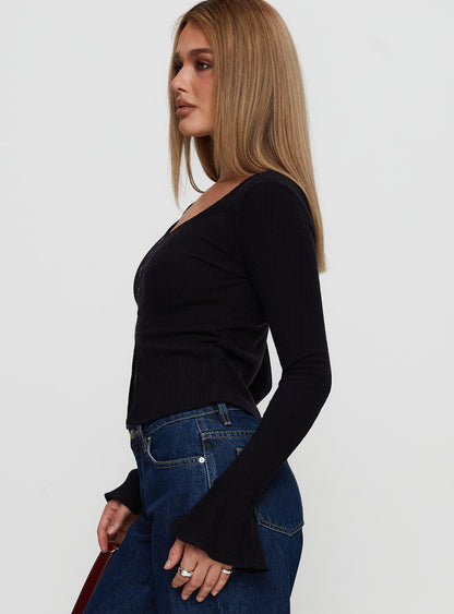 Take My Time Long Sleeve Top Black