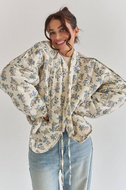 Casual Floral Padded Coat