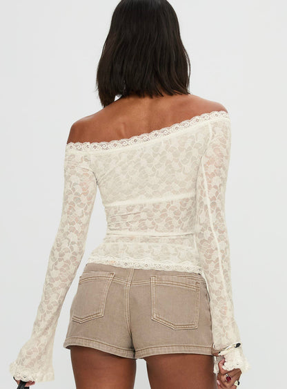 Mochapella Off The Shoulder Top White