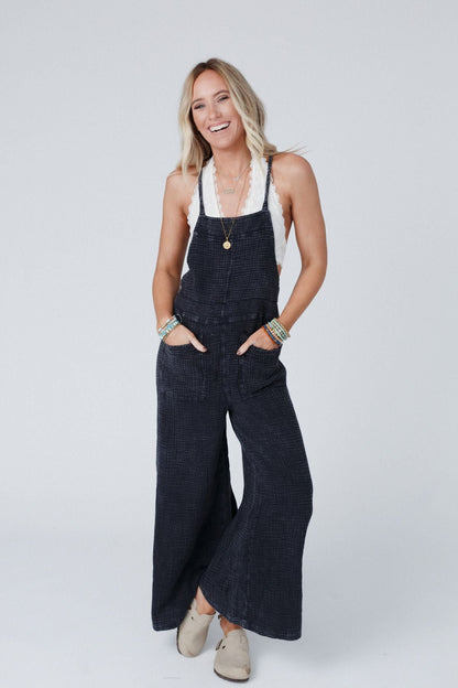 Molly Tie Back Overalls - Black