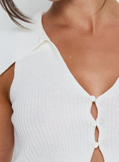 Ozella Collared Button Up Top Cream