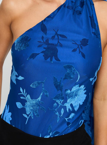 Frostbloom Scarf Neck Bodysuit Blue