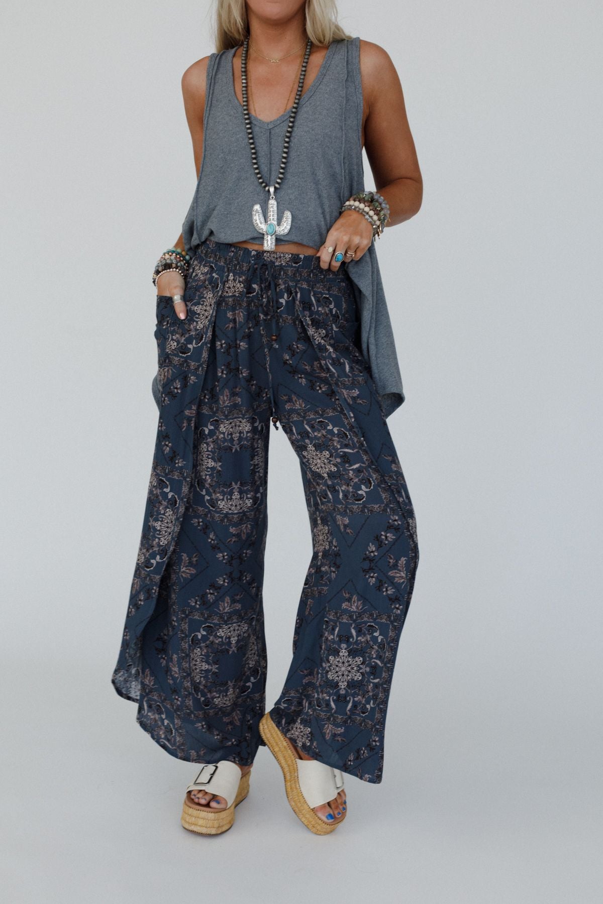 The Nest Stasia Printed Drawstring Tulip Pants - Titan