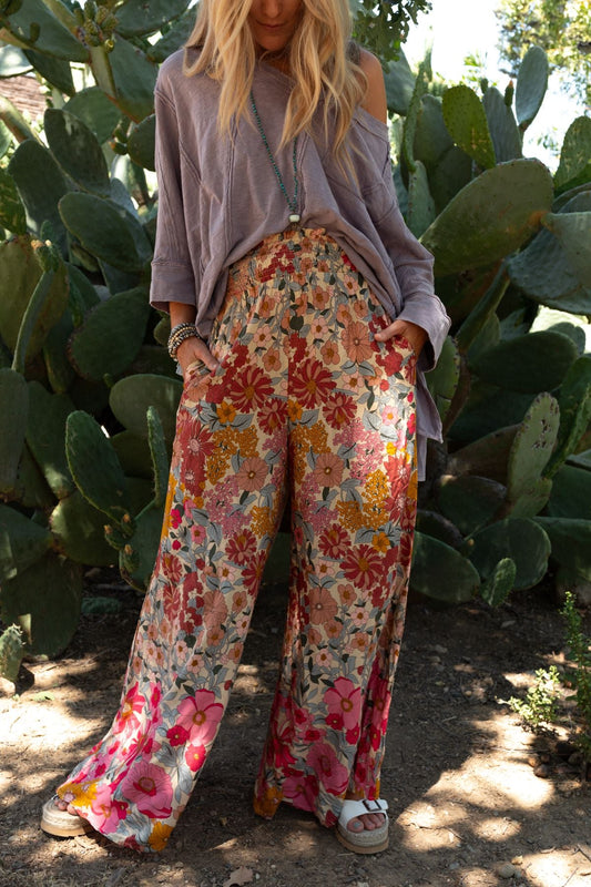Groovy Gardens Wide Leg Pant - Pink
