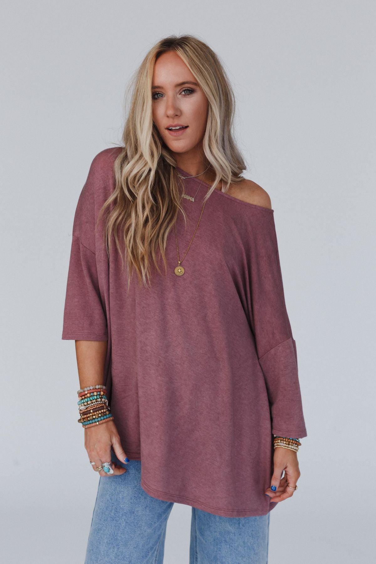 The Nest Sunday Stroll Oversized Tee - Mauve
