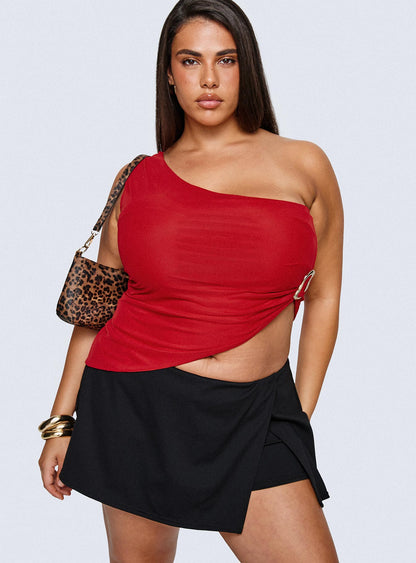 Machiatto One Shoulder Top Red Curve