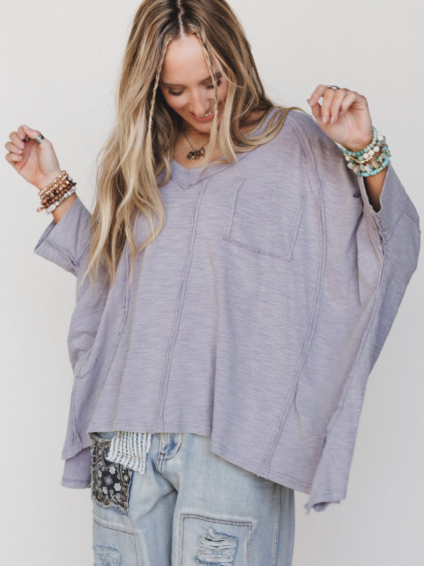 Landon Oversized Top - Lavender