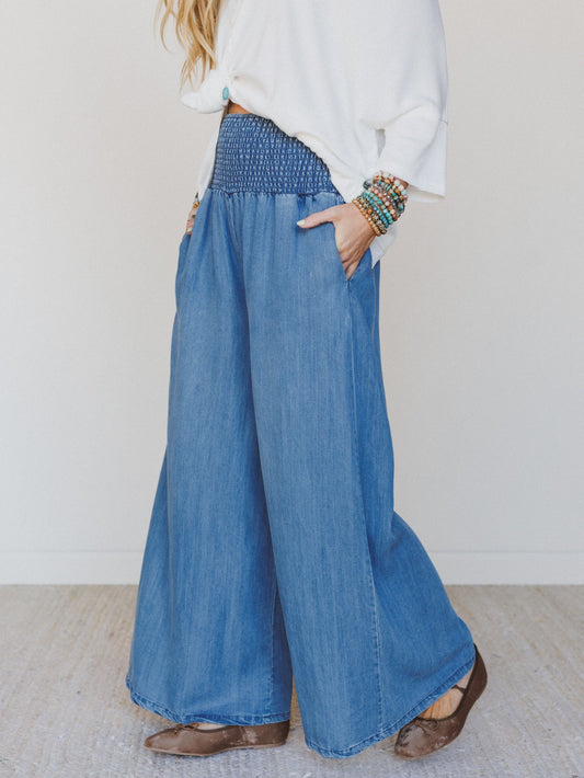 Free Falling Wide Leg Pants - Denim