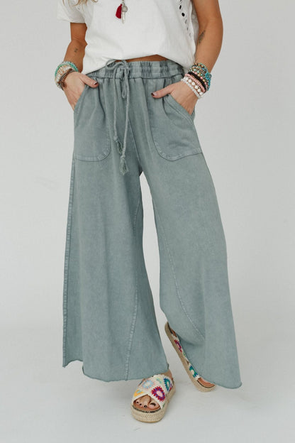 Relaxing Robin Wide Leg Pant - Faded Teal