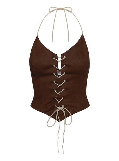 Dawn To Dusk Faux Suede Top Brown