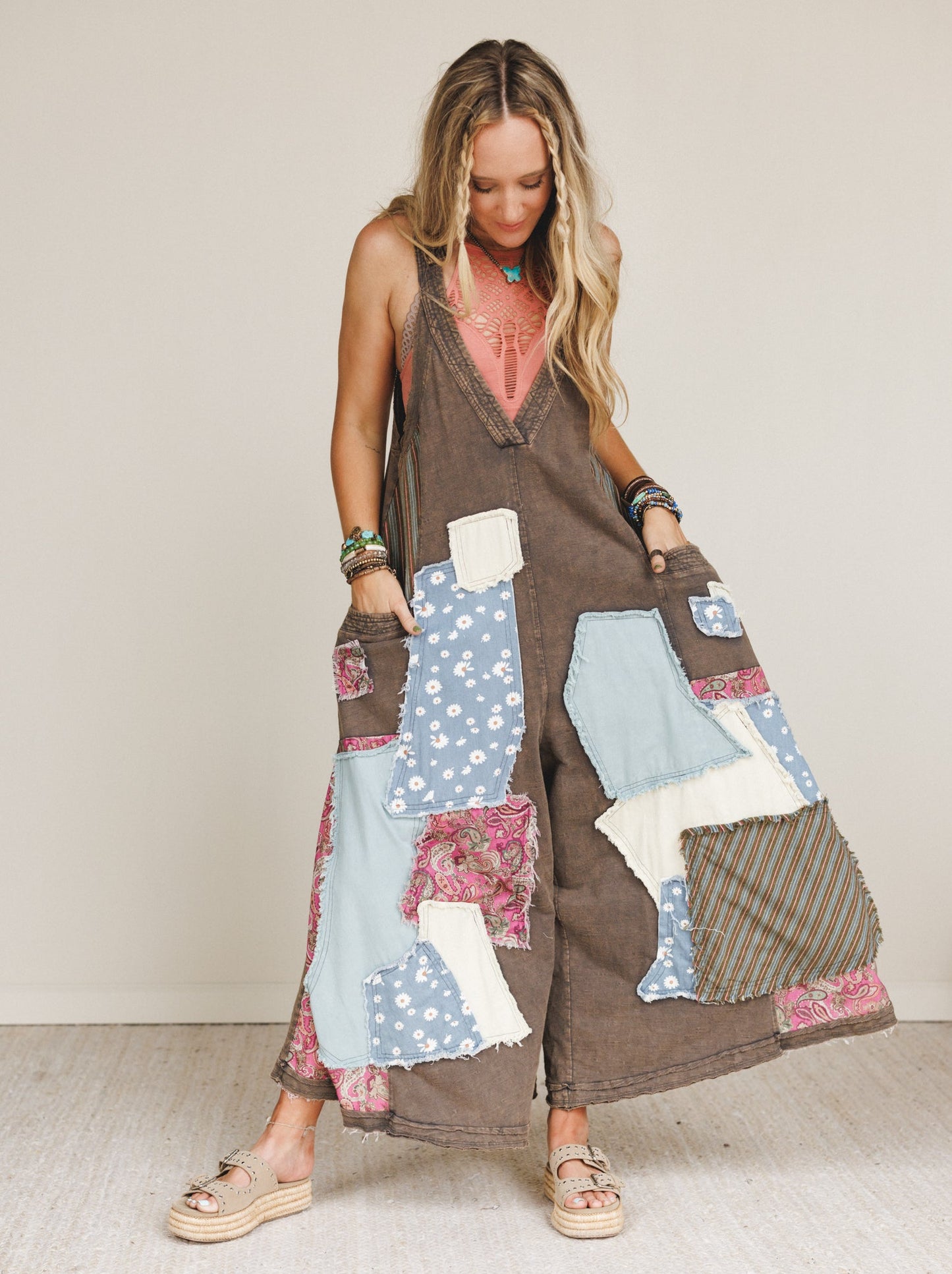 Garden Drift Wide Leg Jumpsuit - Charcoal