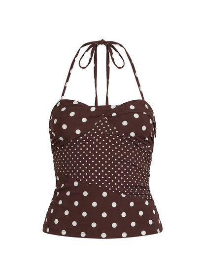 Marguerite Halter Top Brown Polka