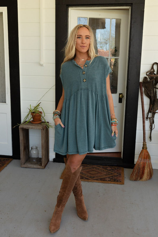 The Nest Sweet Nothings Baby Doll Dress - Teal