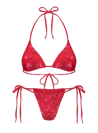 Jenner Triangle Bikini Top Red Floral