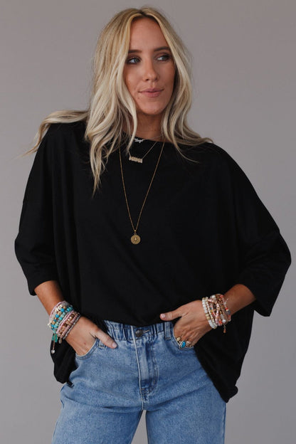 The Nest Cozy Cool Oversized Tee - Black
