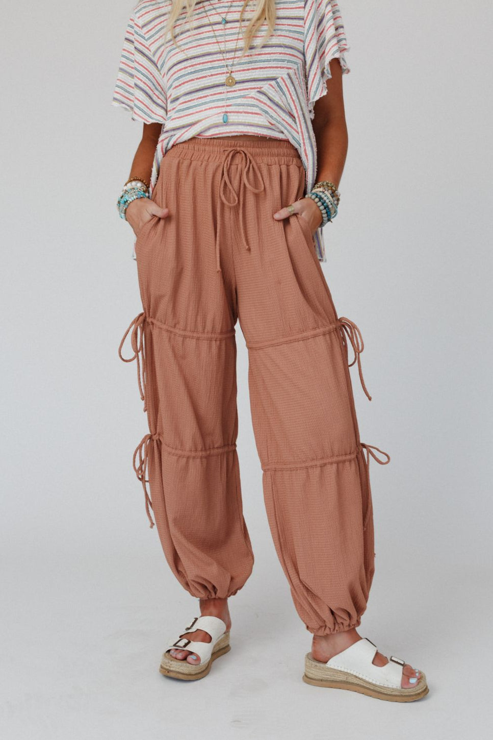 The Nest Everlasting Love Drawstring Pants - Tan Brown