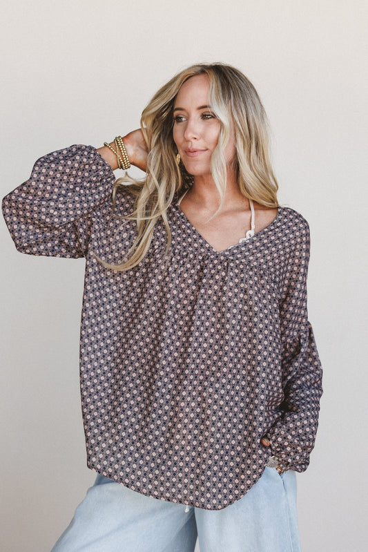 The Nest Kendrix Printed Top - Black