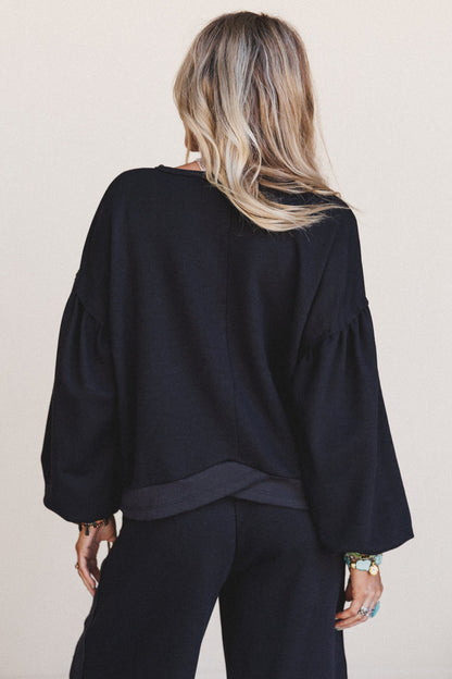 The Nest Laid Back Top - Black
