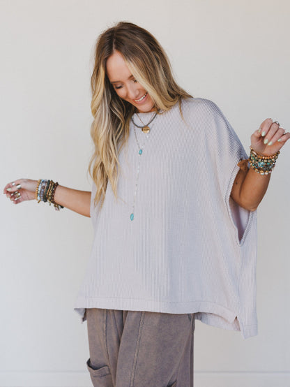 The Nest Moon Glow Texture Knit Top - Oat