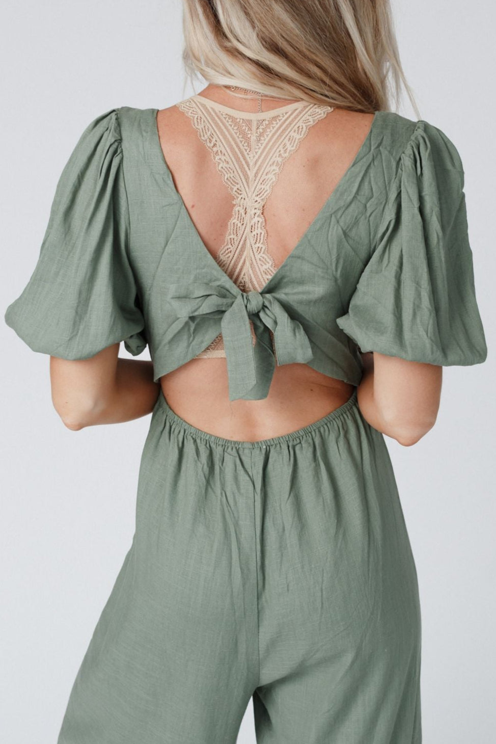 Weekender Puff Sleeve Jumpsuit - Olive