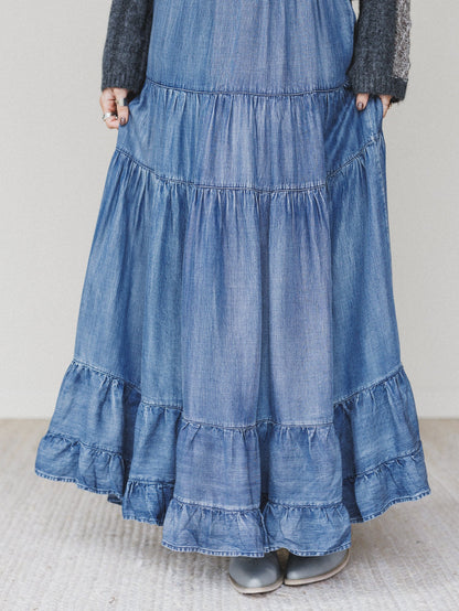 Romantic Meadows Denim Skirt - Denim