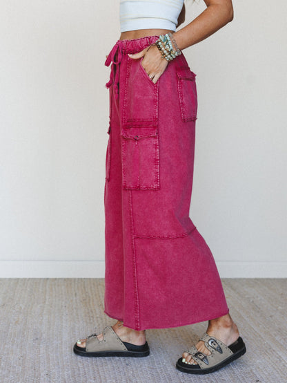 Game On Cargo Wide Leg Pant - Dark Red