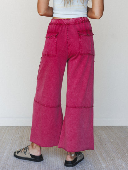 Game On Cargo Wide Leg Pant - Dark Red