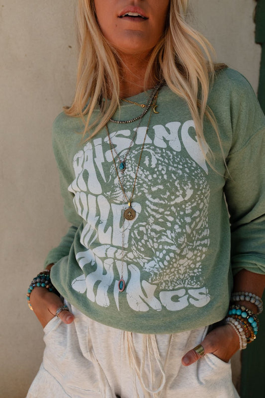 Fierce Mama Graphic Sweatshirt - Sage