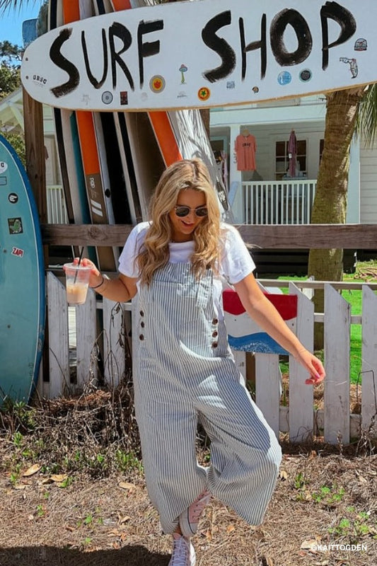 High Hopes Denim Overalls - Denim Stripe