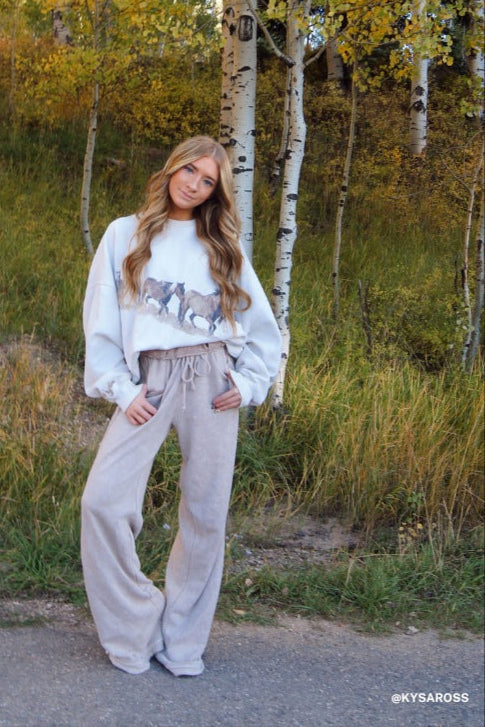 So Comfy Wide Leg Pant Full Length - Taupe