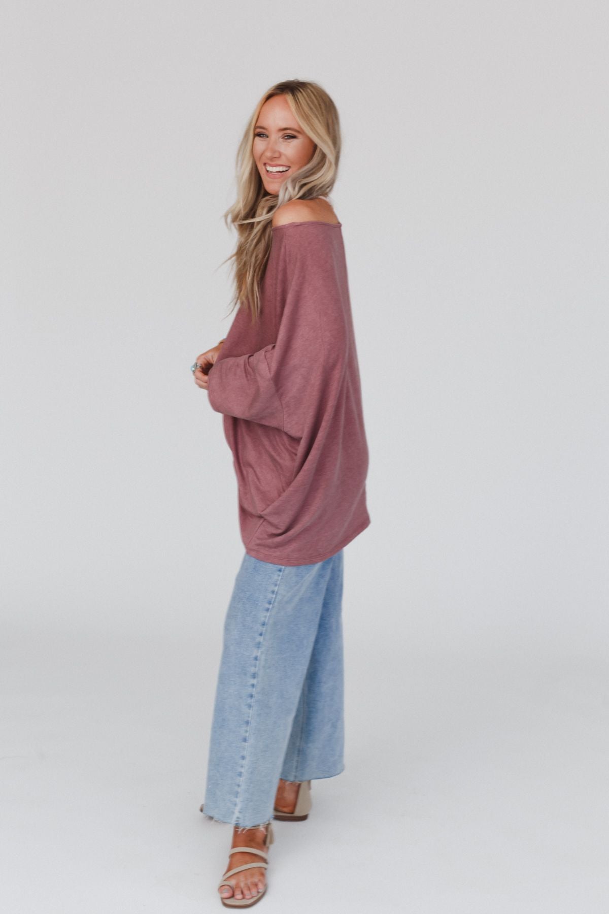The Nest Sunday Stroll Oversized Tee - Mauve