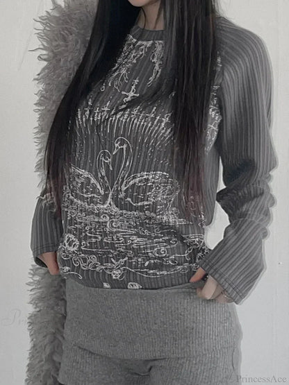Emotional Printed Round-neck Knit Top