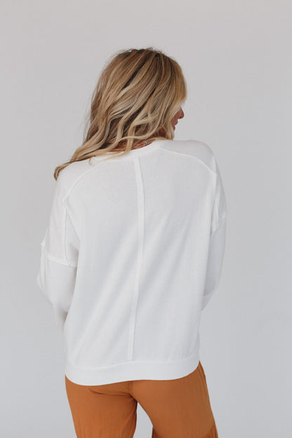 Jenny Floral Peace Sign Pullover Top - Off White