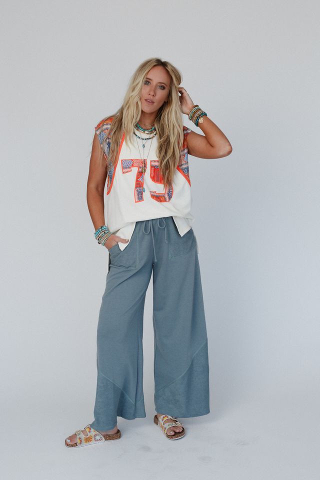 The Nest All Set Wide Leg Pants - Stormy Sea