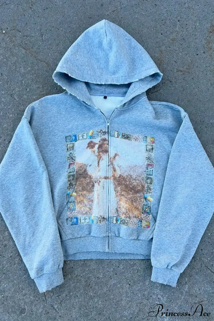 Hip-Hop Retro Printed Hoodie