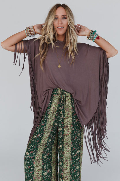 The Nest Showstopper Fringe Top - Mocha