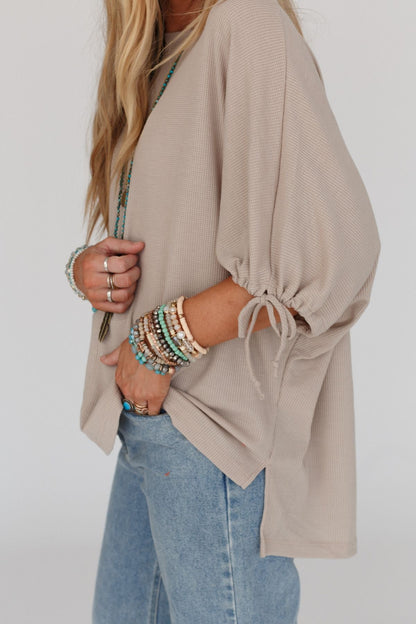 The Nest Little Lark Puff Sleeve Tee - Taupe