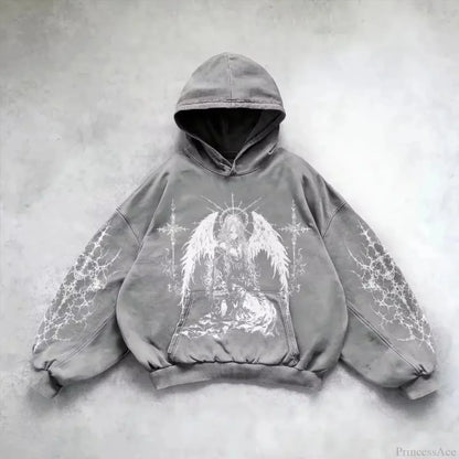 Vintage Y2K Gothic Printed Zipper Hoodie