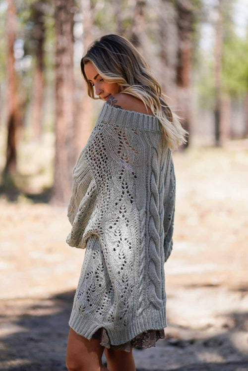 Golden Hour Bubble Sleeve Sweater Dress - Sage